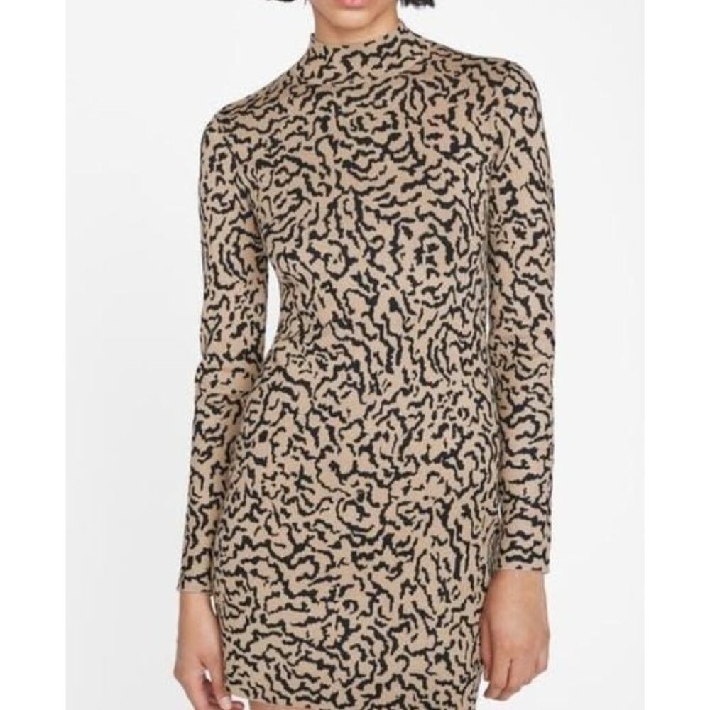 FRAME Jacquard Long Sleeve Sweater Mini Dress, size M, NWT